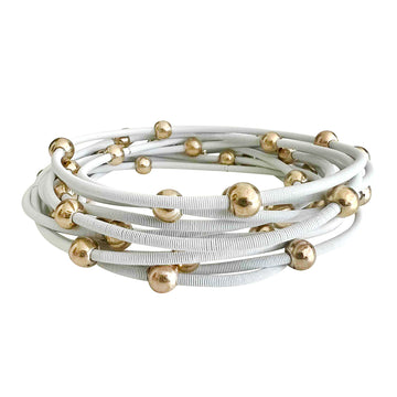 Saturn bracelets - White with gold beads