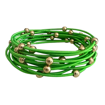 Saturn bracelets - Bright Green with gold beads