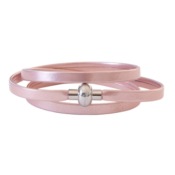 Leather Rainbow Bracelet - Metallic pink