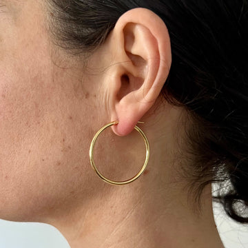 30mm Sterling Silver Gypsy Hoop Earrings - Silver, Gold and Rose gold