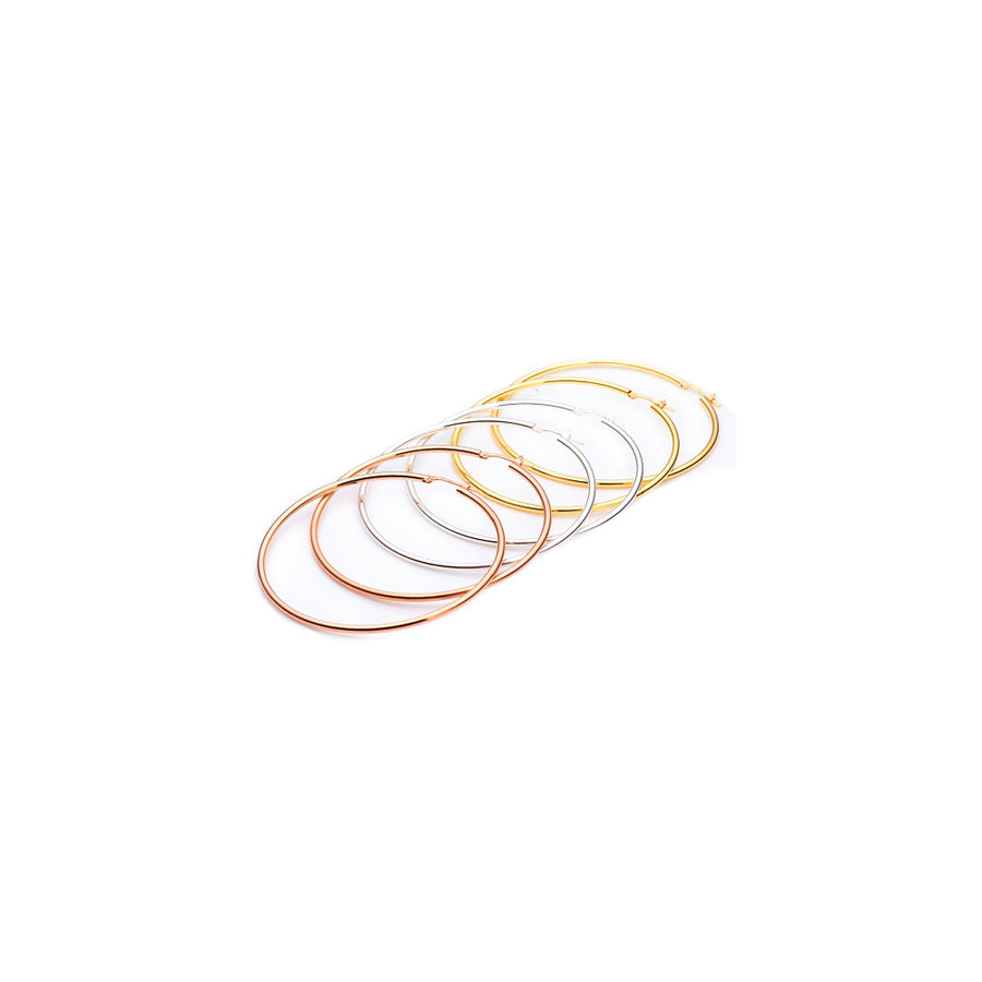 25mm Sterling Silver Gypsy Hoop Earrings - Silver, Gold and Rose gold