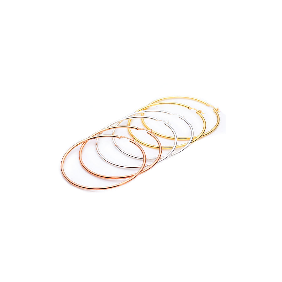 30mm Sterling Silver Gypsy Hoop Earrings - Silver, Gold and Rose gold