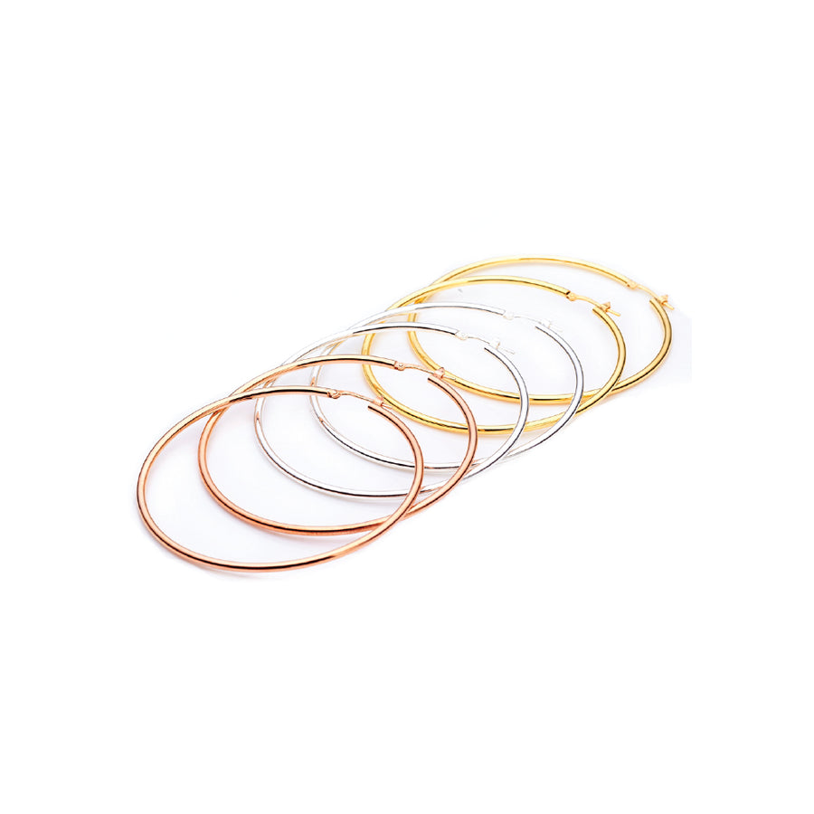 40mm Sterling Silver Gypsy Hoop Earrings - Silver, Gold and Rose gold