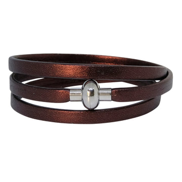 Leather Rainbow Bracelet - Metallic Brown
