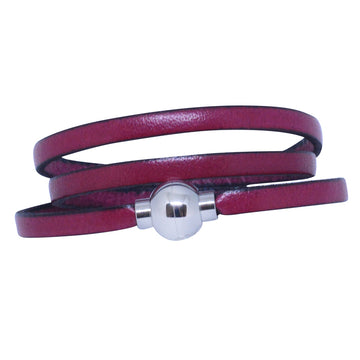 Leather Rainbow Bracelet - Crimson