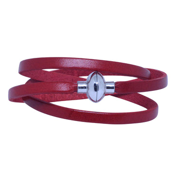 Leather Rainbow Bracelet - Red