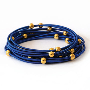Saturn Bracelets - Blue with gold beads