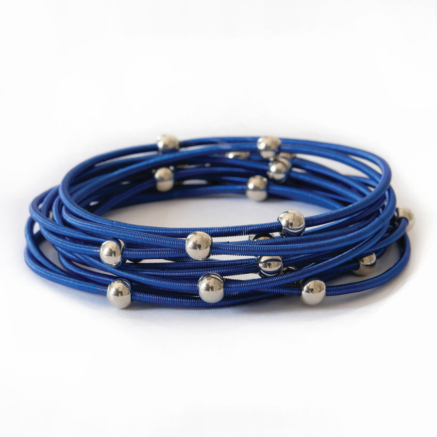 Saturn Bracelets - Blue with silver beads