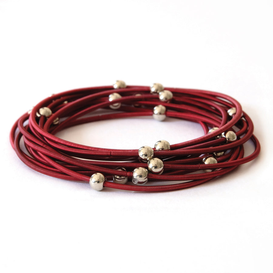 Saturn bracelets - Red with silver beads