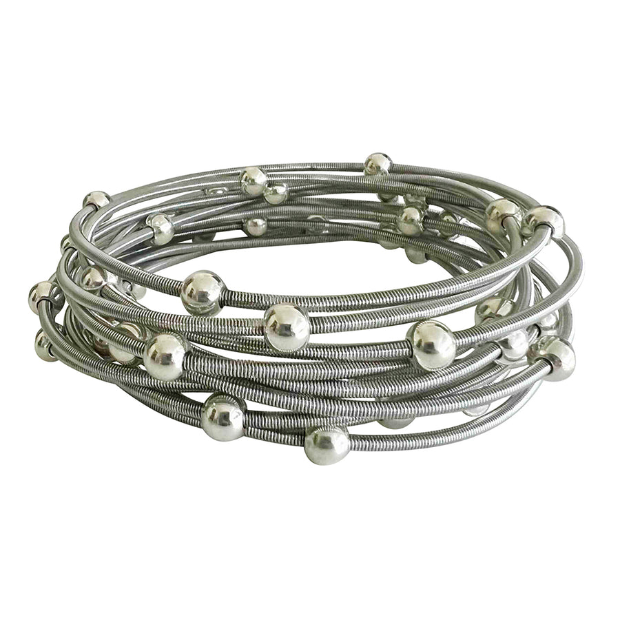 Saturn Bracelets - Dark silver with silver beads