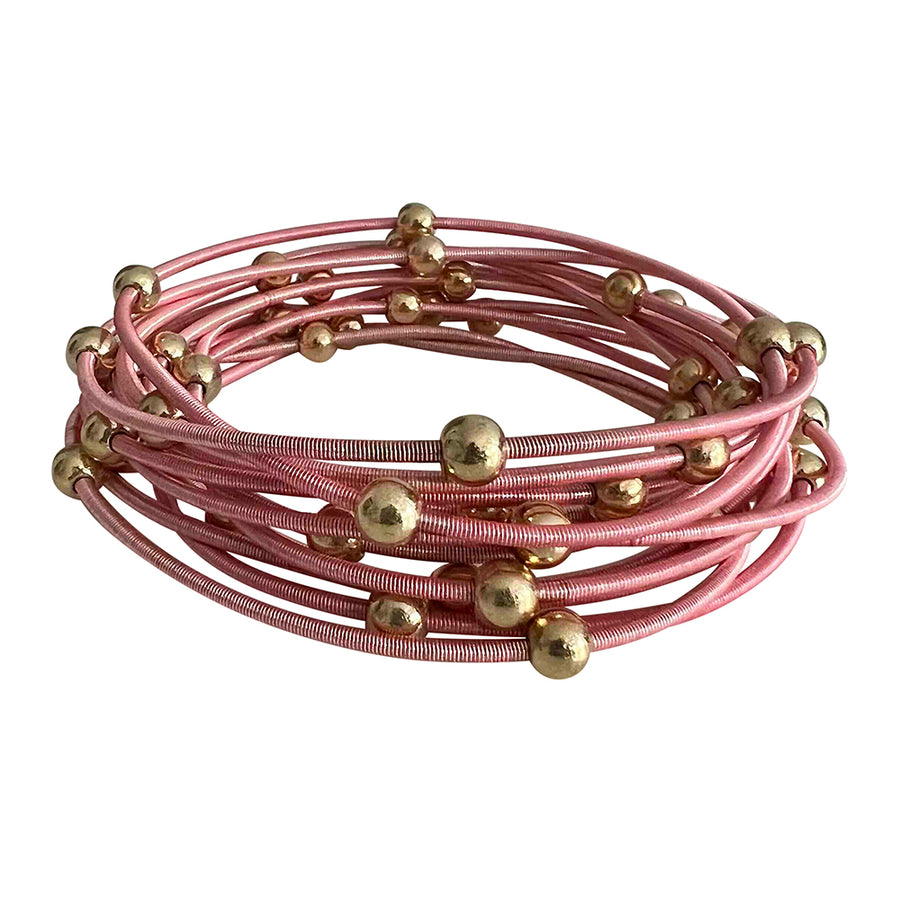 Saturn bracelets - Pink with gold beads