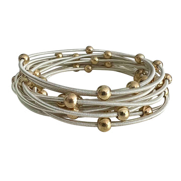 Saturn bracelets - Silver with gold beads