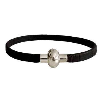 Single Cork Rainbow Bracelet - Black with silver clasp