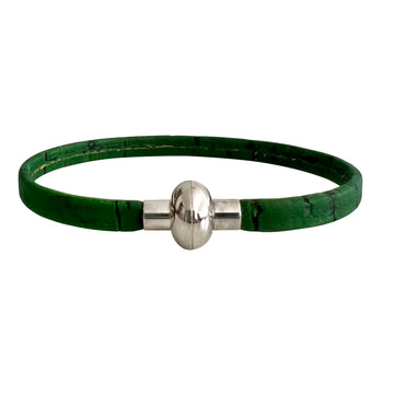 Single Cork Rainbow Bracelet - Rustic green