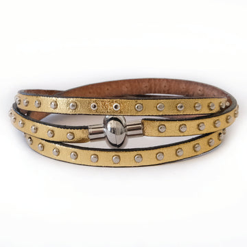 Leather Rainbow Bracelet - Studded Gold