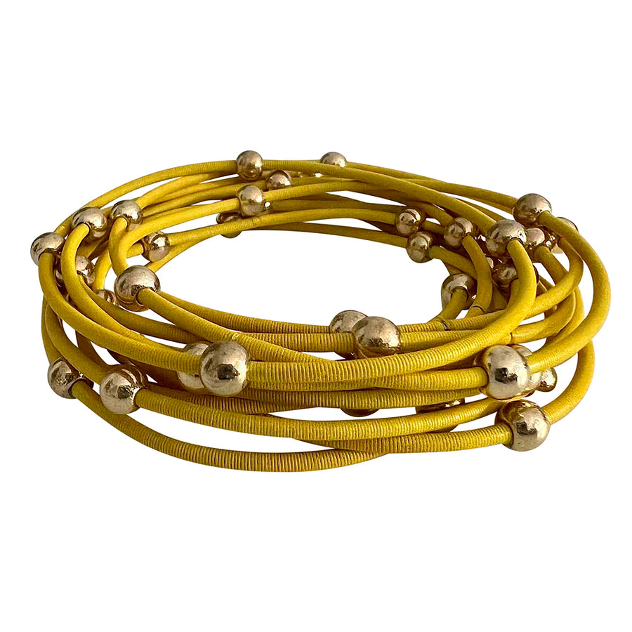 Saturn bracelets - Yellow with gold beads